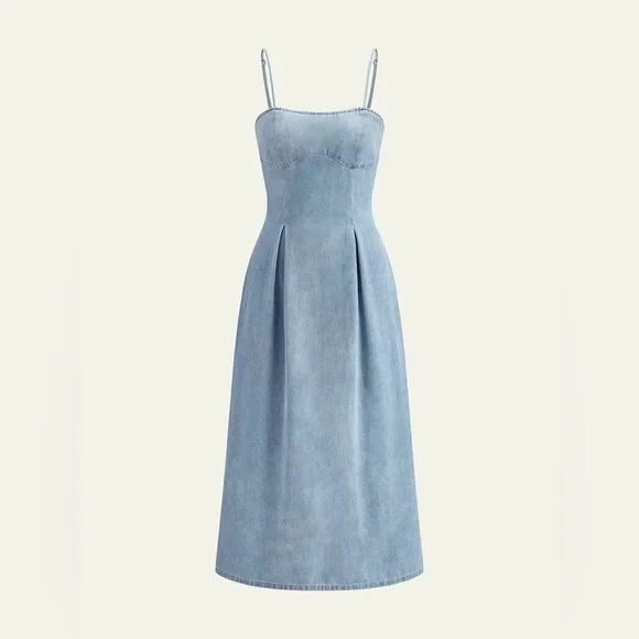 Commense Minimalist Zipper Denim Dress - Picture 8 of 16